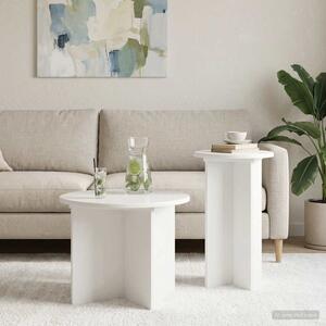 Kisasztal készlet 2 db Magasfényű Fehér Ø 45 x 35 cm Szerelt Fa