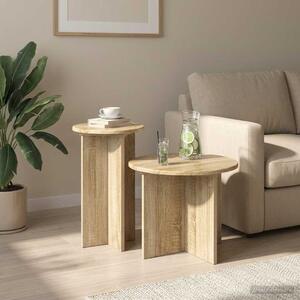 Kisasztal készlet 2 db Sonoma Tölgy Ø 45 x 35 cm Szerelt Fa