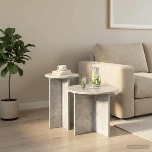 Kisasztal készlet 2 db Betonszürke Ø 45 x 35 cm Szerelt Fa