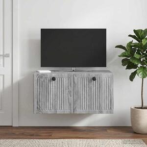 Fali TV szekrény Szürke Sonoma 59,5 x 41 x 30 cm Szerelt Fa