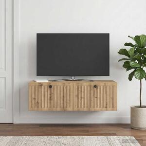 Fali TV szekrény 98 x 41 x 30 cm Kézműves Tölgy Szerelt Fa