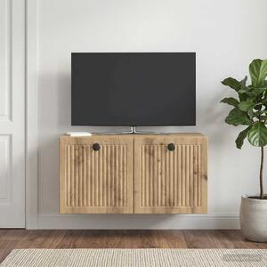 Fali TV szekrény 59,5 x 31 x 30 cm Kézműves Tölgy Szerelt Fa