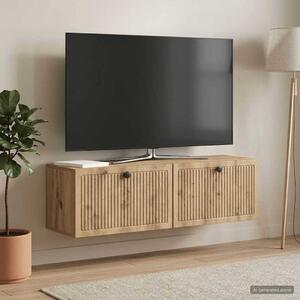 Fali TV szekrény 98 x 31 x 30 cm Kézműves Tölgy Szerelt Fa