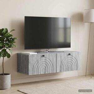 Fali TV szekrény Szürke Sonoma 99 x 41 x 30 cm Szerelt Fa