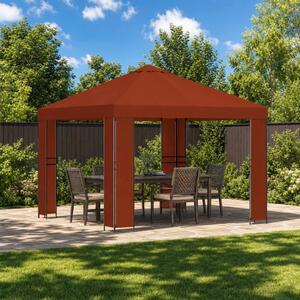 Pavilon 3 x 3 m Terrakotta Poliészter és acél 190 gsm
