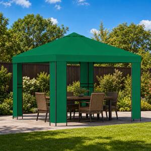 Pavilon 3 x 3 m Zöld Poliészter és acél 190 gsm
