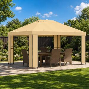 Pavilon 4 × 3 m Krémszínű Poliészter és acél 190 gsm