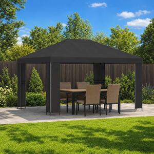 Pavilon 4 × 3 m Antracitszürke Poliészter és acél 190 gsm
