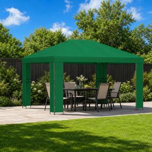 Pavilon 4 × 3 m Zöld Poliészter és acél 190 gsm