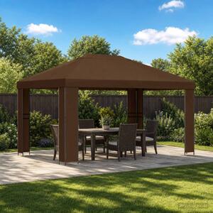 Pavilon 4 × 3 m Barna Poliészter és acél 190 gsm