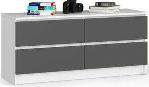 Akord CLP Modern Komód 4 Fiókos Laminált Fehér-Szürke Matt