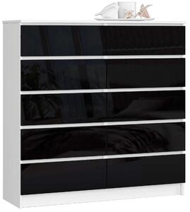 10 fiókos Komód P121_120 - fehér/fényes fekete