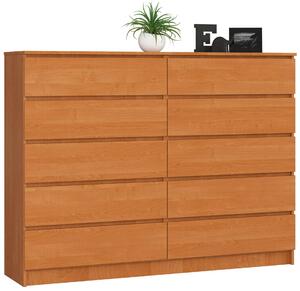 Akord K160 CLP 10 Fiókos Szekrény, 160x121x40 cm, Laminált Lemezből, Olcsó Mat Felület, ABS Élzárással, Összeszerelhető, Fiókzárakkal, égerfa Színben