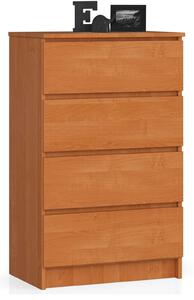 Akord - 60 cm 4 Fiókos Komód Olajfa Laminált Lappal, Mat Felület, ABS Élzárás, Összeszerelést Igényel, Blokkolható Fiókokkal, Kompakt Méretű Tároló Komód