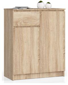 Akord - CLP Laminált Komód, 80 cm, Dió Sonoma, 2 Ajtó, 1 Fiók, Álló, ABS Szegély, Szekrény 16 mm vastagságban, Matt Felület, Összeszerelés szükséges