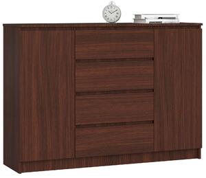 Akord K140 2D 4F Komód, Wenge, 138x99x40 cm, 4 fiók, 2 ajtós, CLP Mebli Rendszer, Laminált lap – Mat Felület, ABS Szegélyezés, Összeszerelendő