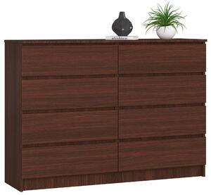 Akord - Wenge 8 Fiókos Komód K140, CLP Bútor Rendszer, Matt Bevonatú Szabadon Álló Tároló Egység, laminált lapból 138x99x40 cm