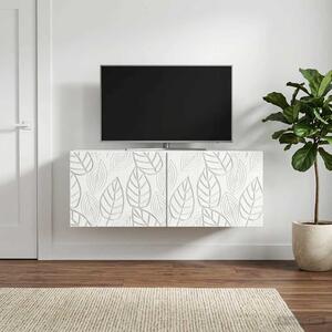 Fali TV szekrény 98 x 31 cm Fehér Szerelt Fa Falra szerelhető