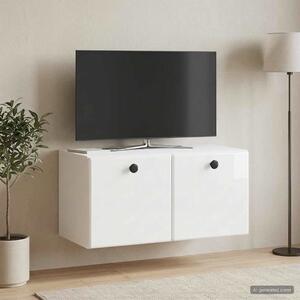 Fali TV szekrény 59,5 x 31 x 30 cm Magasfényű Fehér Szerelt Fa