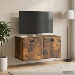 Fali TV szekrény 59,5 x 31 x 30 cm Füstös Tölgy Szerelt Fa