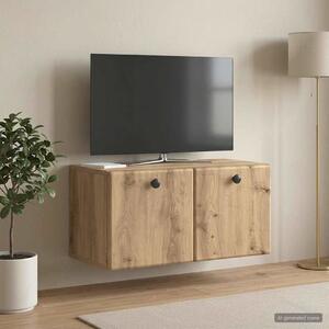 Fali TV szekrény 59,5 x 31 x 30 cm Kézműves Tölgy Szerelt Fa