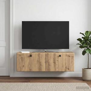 Fali TV szekrény 98 x 31 x 30 cm Kézműves Tölgy Szerelt Fa