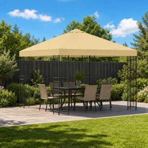 Pavilon 3 x 3 m Krémszínű Poliészter és acél 190 gsm