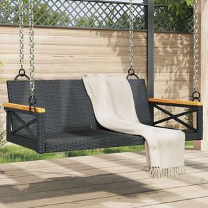 VidaXL Függőágy Hintapárna - Fekete Polyrattan - 109x62x40 cm