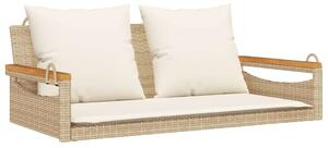VidaXL Függőágy Hintapad - Bézs Polyrattan - 109x62x40 cm