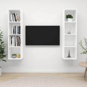 2 db fehér szerelt fa falra szerelhető TV-szekrény