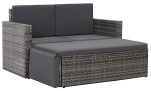 2 részes szürke polyrattan kerti bútorszett párnákkal