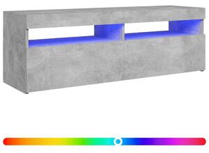 Betonszürke TV-szekrény LED-lámpákkal 120 x 35 x 40 cm