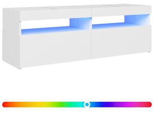 Fehér TV-szekrény LED-lámpákkal 120 x 35 x 40 cm