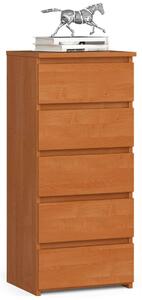 Akord Komoda CL5 égerfa - 5 Fiókos, 40cm x 92cm, Lamináltlemezes, ABS szegély, Összeszerelhető, Praktikus Fiókzárral, Matt Felület, Összeszerelésre Kész