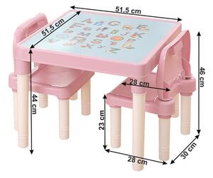 Balto gyerekasztal székekkel #rózsaszín-korall