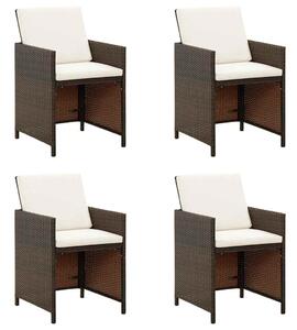 4 db barna polyrattan kerti szék párnával