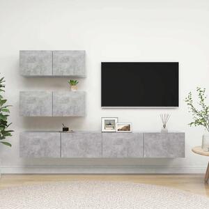 4 részes betonszürke szerelt fa TV-szekrényszett