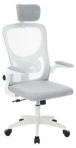 Ergonomikus irodai szék deréktámasszal, fejtámlával, szürke