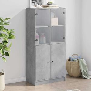 VidaXL betonszürke szerelt fa magasszekrény ajtókkal 68x37x142 cm