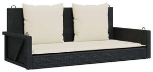 VidaXL Függőágy Hintapad - Fekete Polyrattan - 119x56x48cm