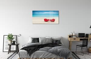 Üvegképek Szív vörös homok tenger 125x50 cm