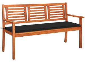 3 személyes tömör eukaliptuszfa kerti pad párnával 150 cm