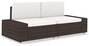 2 személyes barna elemes polyrattan kanapé