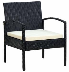 Fekete polyrattan kerti szék párnával