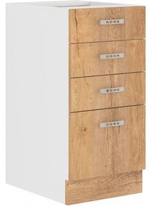 Fiókos konyhaszekrény SABRYA - szélesség 40 cm, Lefkas tölgy / fehér