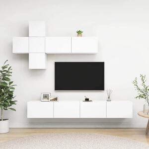 7 részes fehér szerelt fa TV-szekrényszett