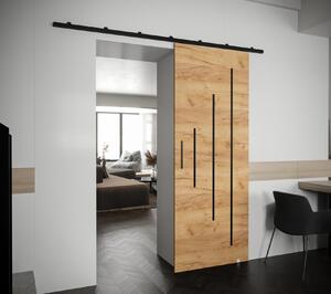 PERDITA 3 tolóajtó fekete foganytúval - 70 cm, arany craft tölgy