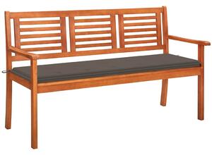 3 személyes tömör eukaliptuszfa kerti pad párnával 150 cm