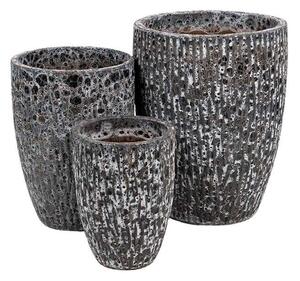 Brisbane Vase kerámia növénytartó szett antik savmaratott szürke 26x34-43x55cm S/3