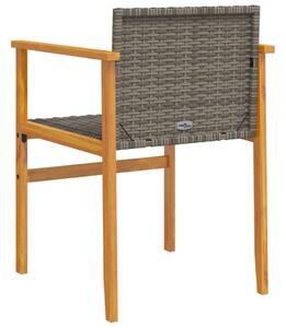 VidaXL 2 db szürke polyrattan és tömör fa kerti szék